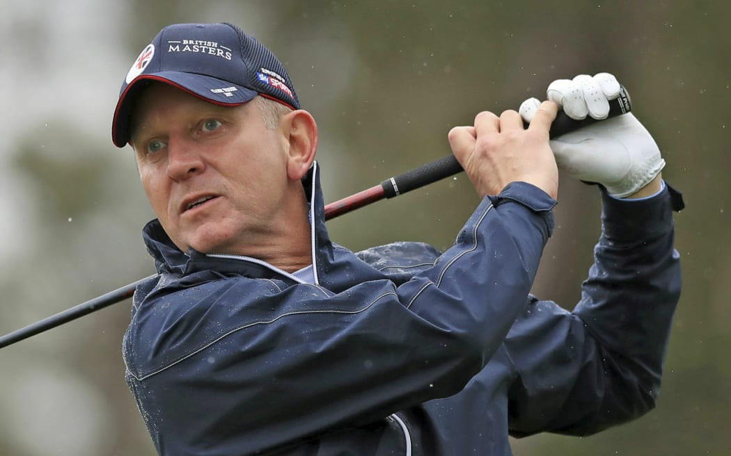 Jeremy Kyle watches his shot during the Pro-Am at the British Masters at Hillside Golf Club, Southport, England.
