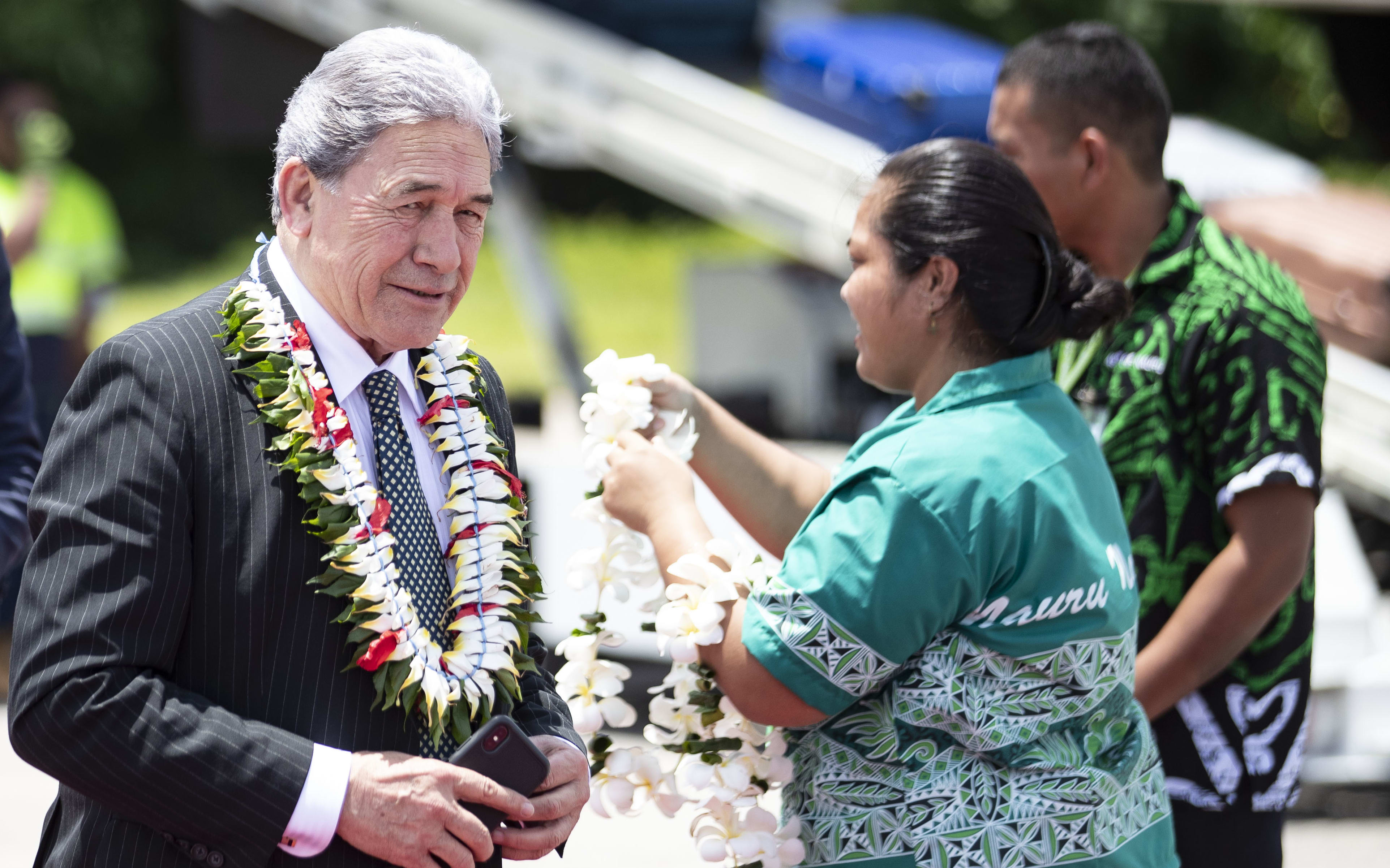 Deputy Prime Minister Winston Peters arrives at Nauru Airport on a RNZAF jet for the Pacific Islands Forum. 3 September 2018.