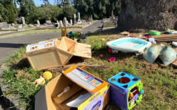 Illegal dumping at the Ōtāhuhu Cemetery over the weekend.