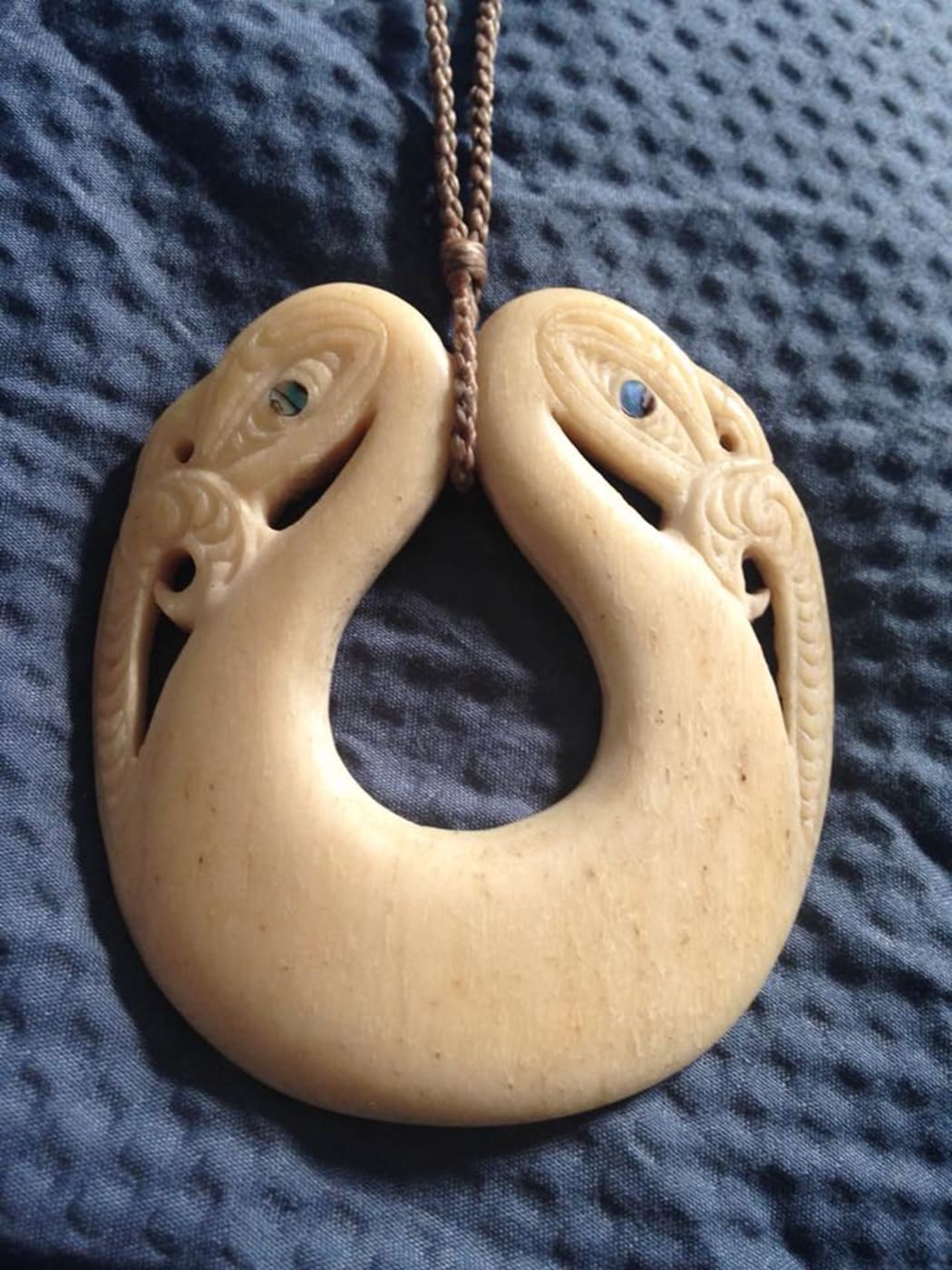 Jake Aitken's whale bone taonga.