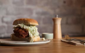 Organic fried chicken sandwich by Alric Hansen of Highwater