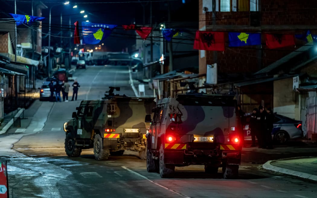 A KFOR patrol, arrives in the Bosniaks' Quarter of Mitrovica, Kosovo, 29 December, 2022.