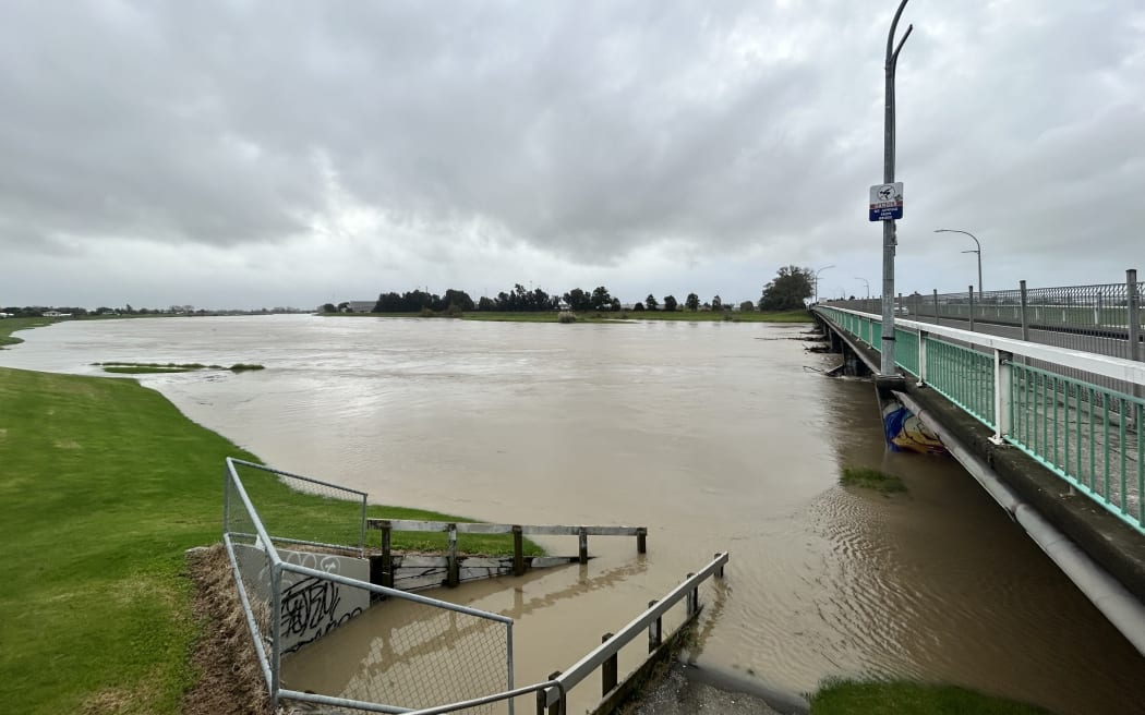 The Whakatāne River on 3 May following heavy rain.
