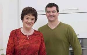 Dame Alison Holst and her son Simon Holst.