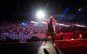 Eminem's Wellington concert last night drew a record crowd of more than 46,000 to Westpac Stadium.