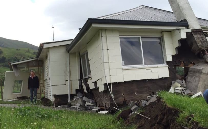 A house at Bluff Station between Blenheim & Kaikoura, which is right on the Kekerengu fault line, was demolished by the shakes.