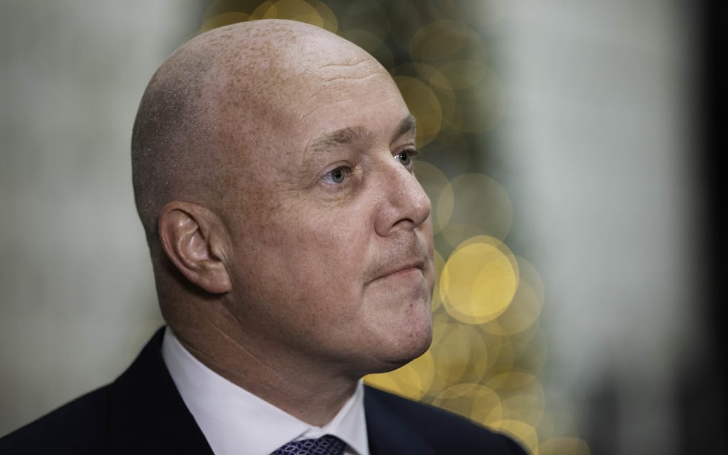 Premier Christopher Luxon rozmawia z mediami w Sydney