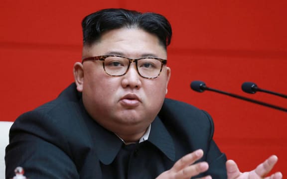 North Korean leader Kim Jong Un attends the 4th Plenary Meeting of the 7th Central Committee of the Workers' Party of Korea in Pyongyang.