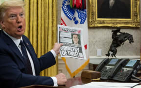 US President Donald Trump speaks in the Oval Office before signing an executive order related to regulating social media on May 28, 2020 in Washington, DC.