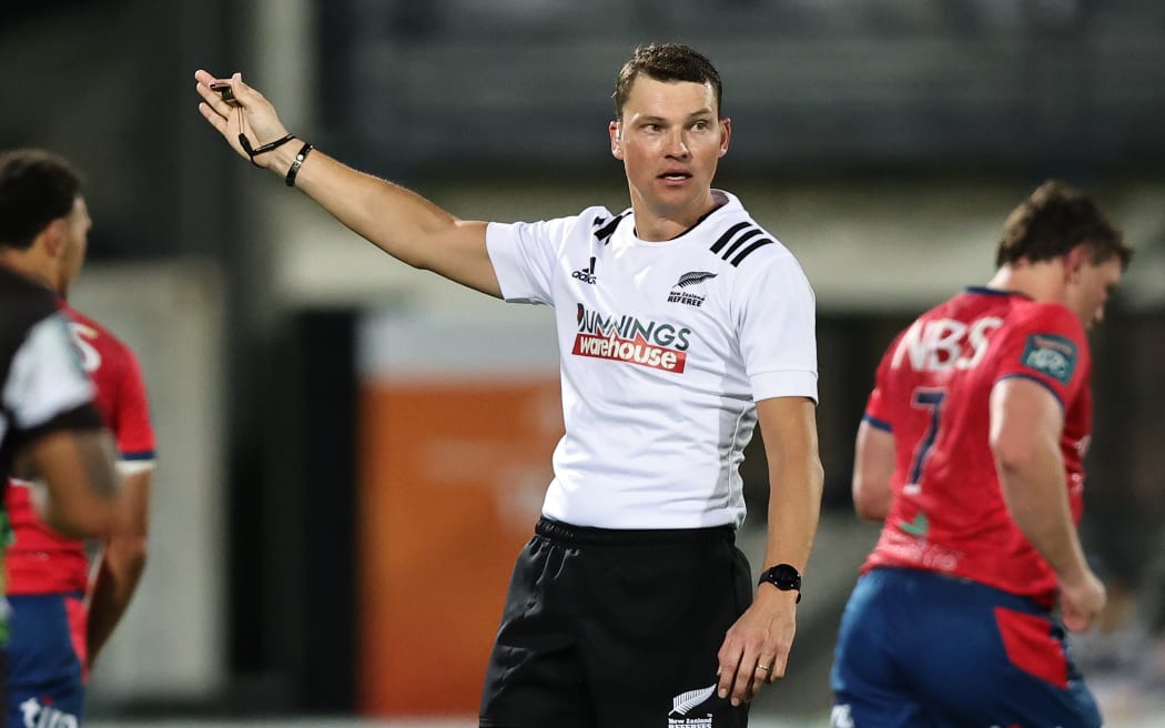 Angus Mabey referee during the NPC.