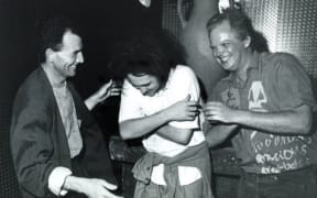 Chris Parry (L), Robert Smith, and Howard Thompson from A&R Records