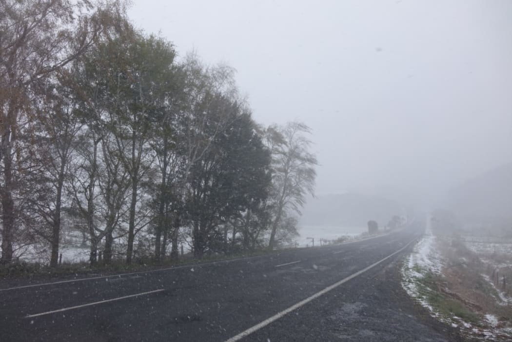 Snow on State Highway 87