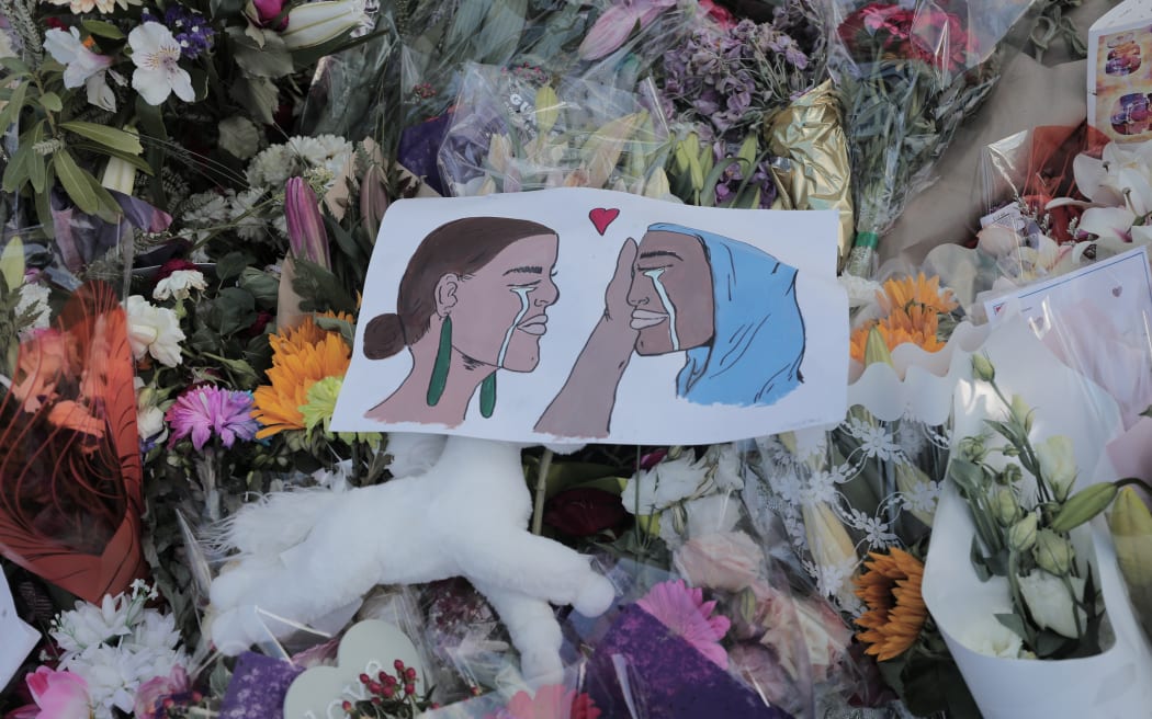 Mourners lay flowers and left artwork outside Al Noor mosque the days after the attack