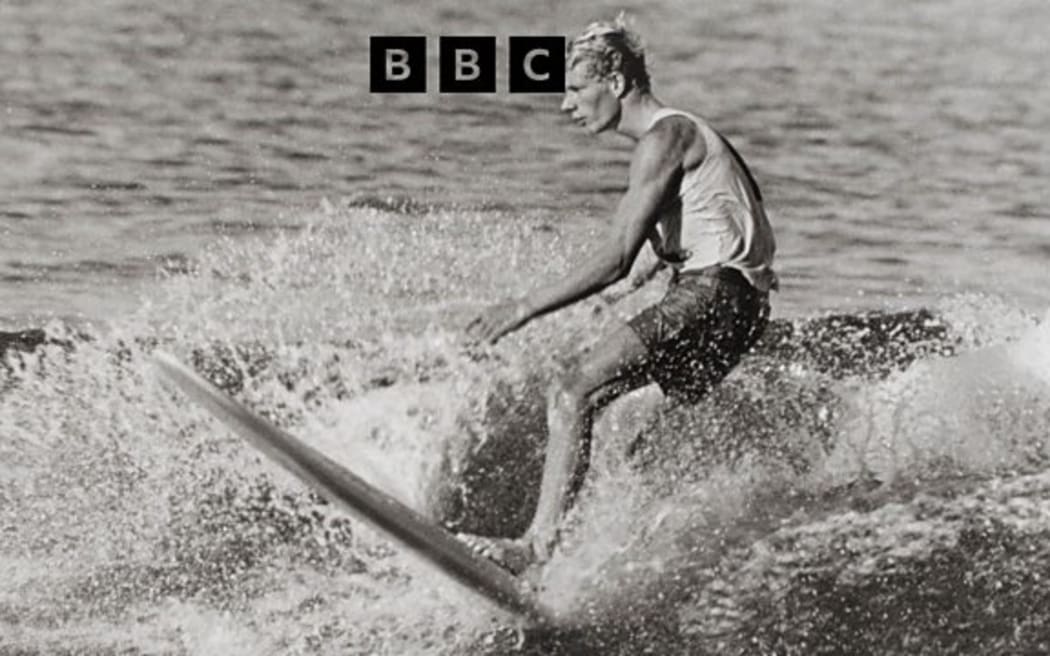 Bernard 'Midget' Farrelly surfing during the First World Championships held at Manly beach, Sydney, Australia, on Sunday May 17 1964