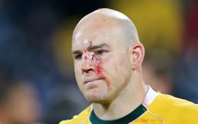 Wallabies captain Stephen Moore shows the scars of battle, Wellington. 27th August 2016. © Copyright Photo: Grant Down / www.photosport.nz