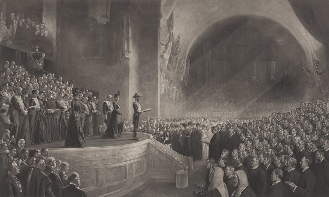 Opening of the First Parliament of the Commonwealth of Australia by HRH The Duke of Cornwall and York (Later HM King George V), May 9, 1901 by Tom Roberts