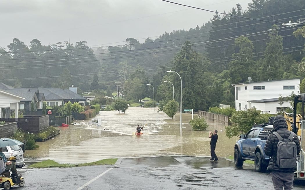 Flooding in the Riverhead, Auckland area Friday evening.