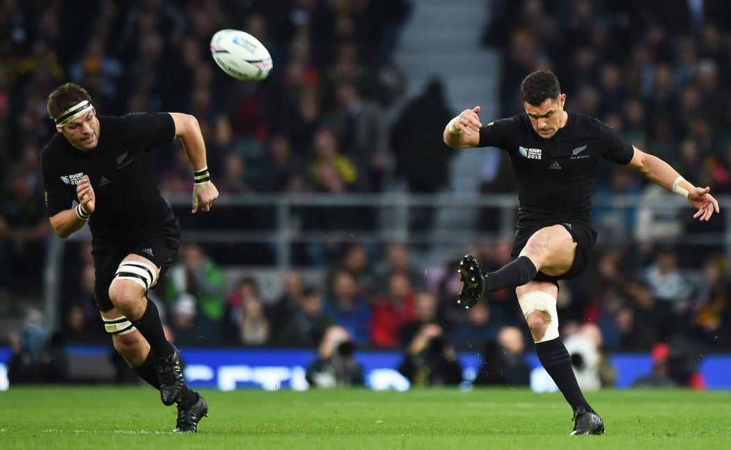 Richie McCaw and Dan Carter during the All Blacks' semi final win over South Africa.