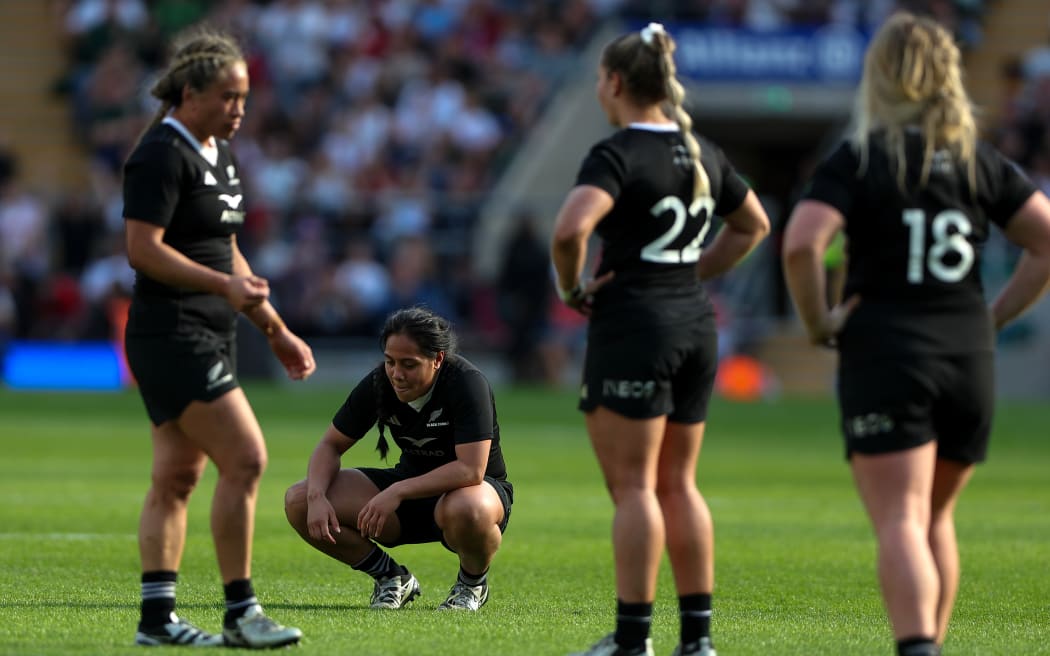 Dejected New Zealand players after the game. England Red Roses v New Zealand Black Ferns, 2024. Photo credit: Matthew Impey / www.photosport.nz