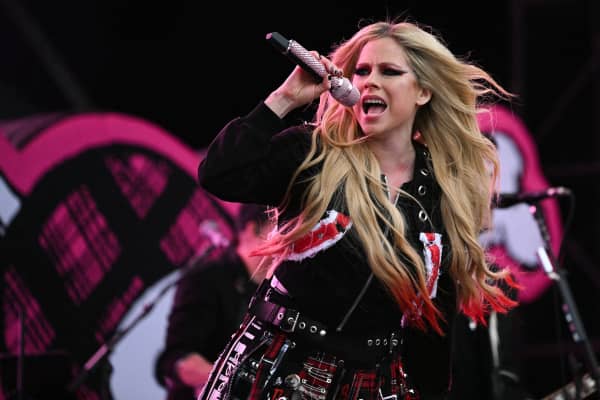 Canadian singer Avril Lavigne performs on the Other stage on the fifth day of the Glastonbury festival at Worthy Farm in the village of Pilton in Somerset, southwest England, on June 30, 2024. The festival takes place from June 26 to June 30.