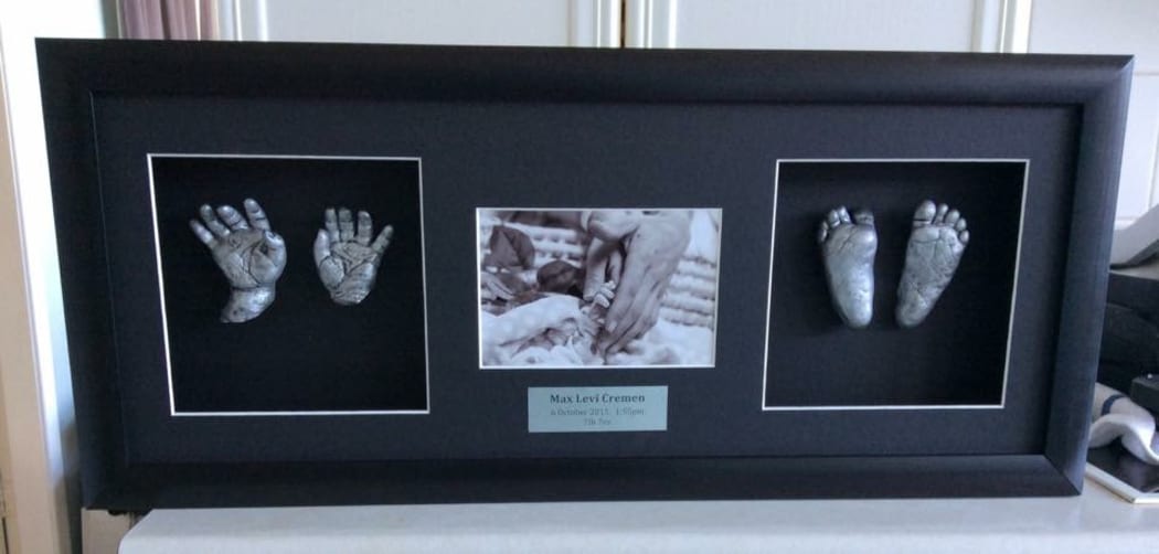 Hand and feet casts of baby Max by Vicki Soal