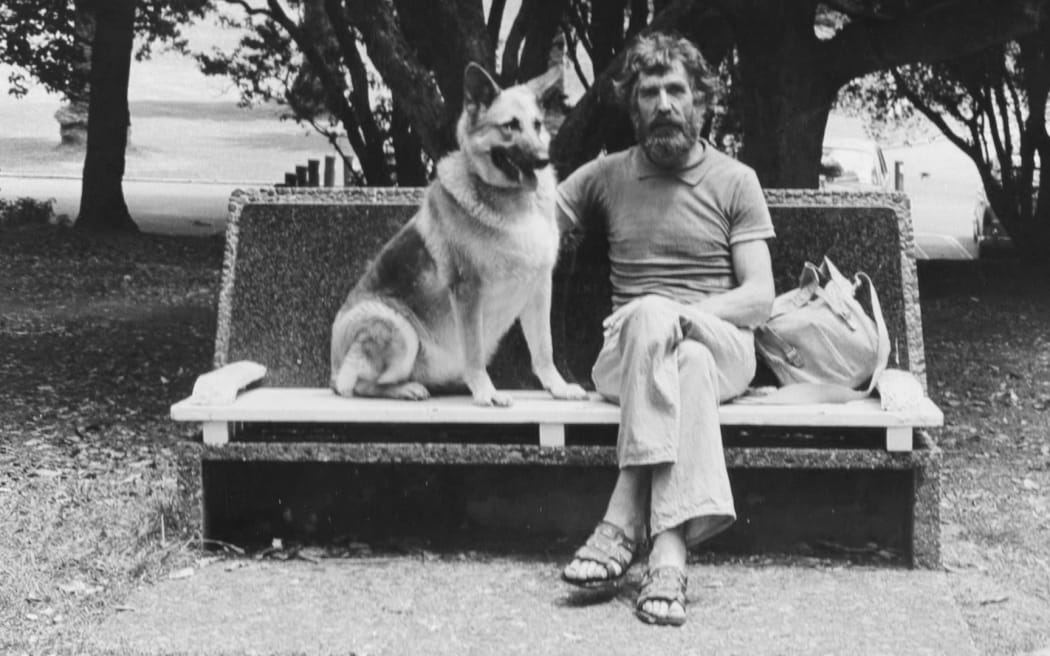 Simon Buis with the family dog.