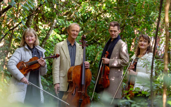 New Zealand String Quartet (l to r: Gillian Ansell, Rolf Gjelsten, Peter Clark, Helene Pohl)