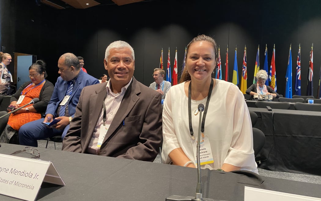 Assistant Secretary at FSM Department of Education Wayne Mendiola and Cook Islands Ministry of Education Secretary, Danielle Cochrane.