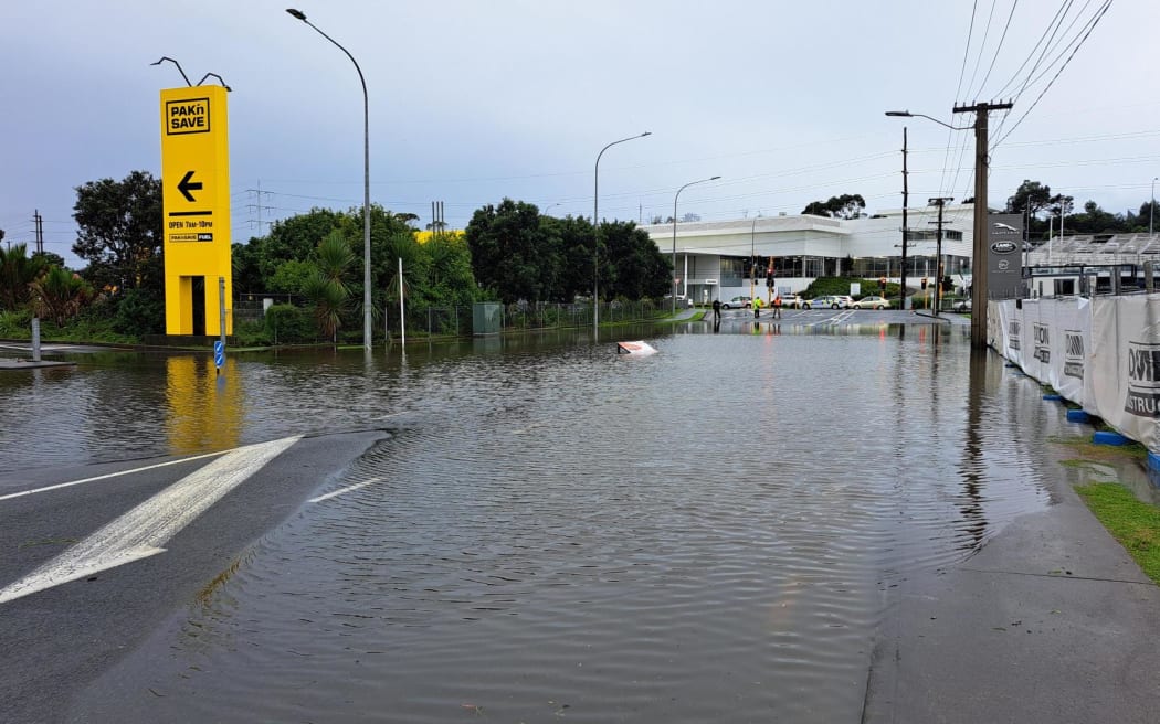 Flooding on Porana Road, Wairau Valley on 9 May, 2023.