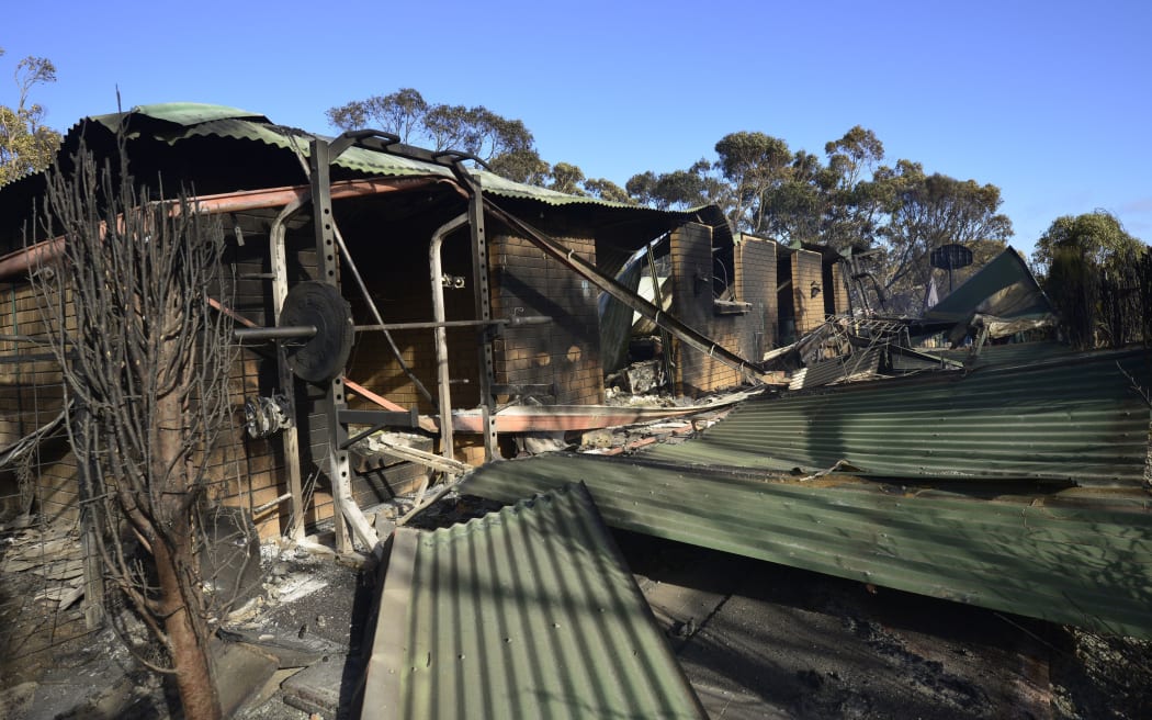 A destroyed house in Kersbrook as fires continue to burn through the Adelaide Hills on 4 January.