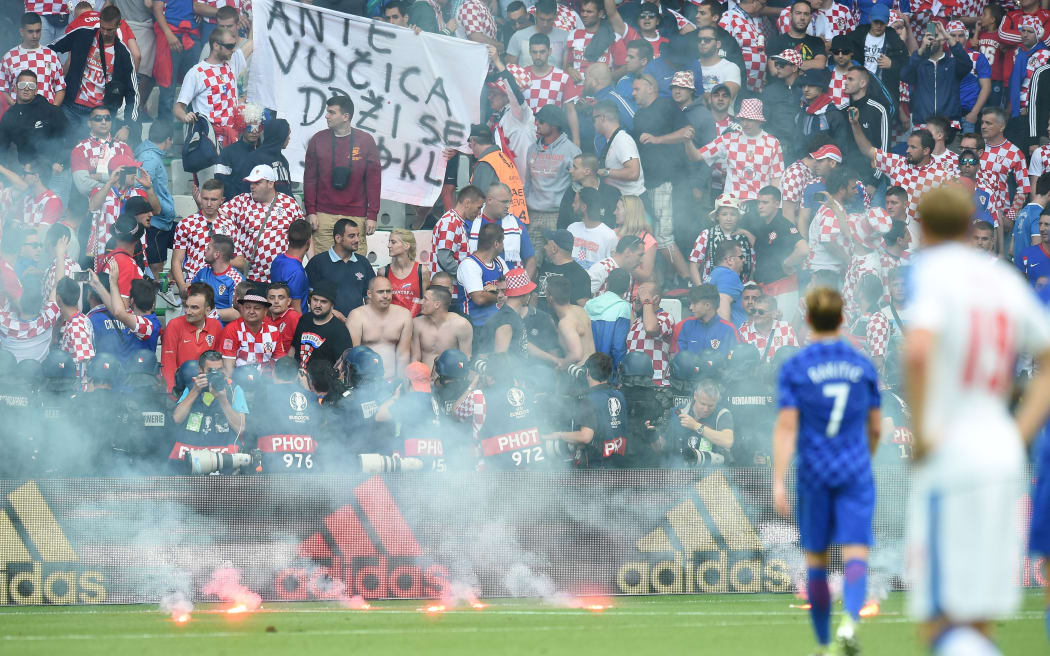 Croatian fans caused trouble in their country's match against the Czech Republic.
