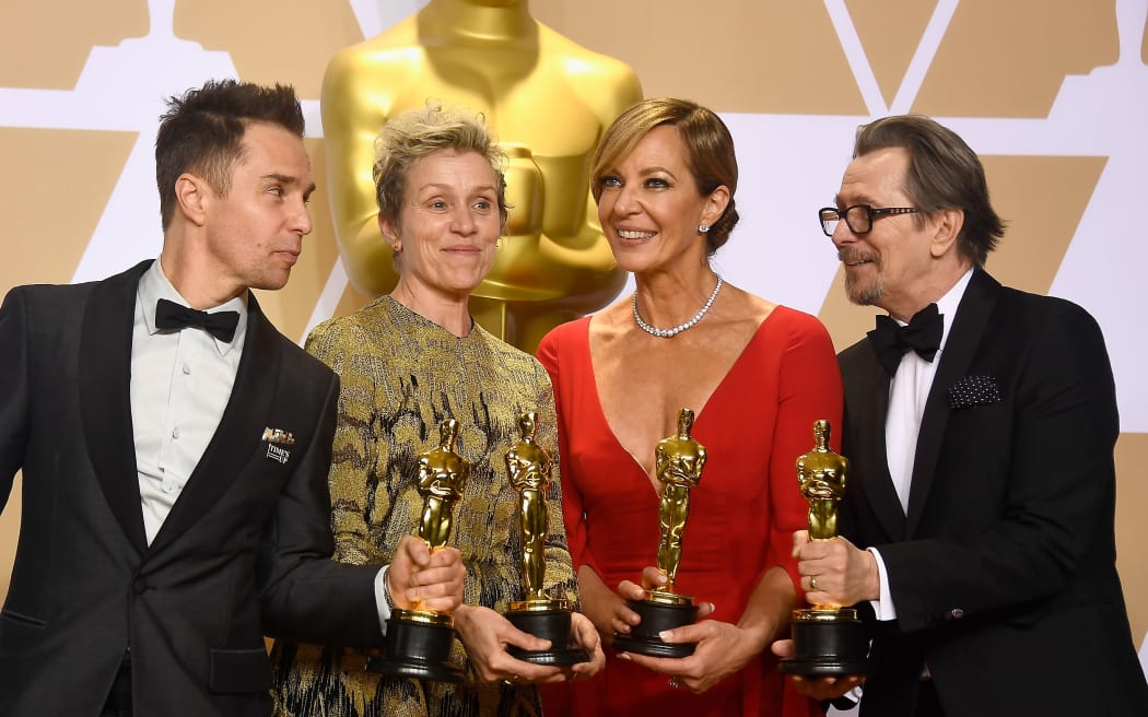 Sam Rockwell, left, Frances McDormand, Allison Janney  and Gary Oldman.