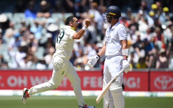 ADELAIDE, AUSTRALIA - DECEMBER 21: Scott Boland of Australia celebrates the dismissal of Josh Tongue during day five of the Third Test Match in the 2025-26 Ashes Series between Australia and England at Adelaide Oval on December 21, 2025 in Adelaide, Australia. (Photo by Philip Brown/Getty Images)