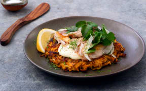 Kumara and Sauerkraut Rosti with Smoked Fish and Horseradish Cream