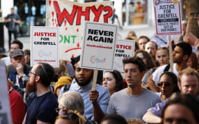 Demonstrators outside the Department for Communities and Local Government in central London.