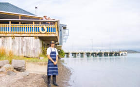 Chef Paul Patterson outside his new Ohope restaurant, Fisherman's Wharf.