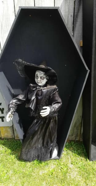 Halloween decorations at the entrance to Ghosty Govett in New Plymouth.