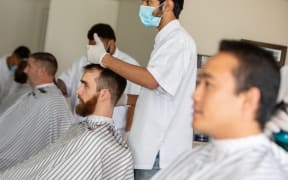 The Barbers Room on Dominion Rd, Mt Eden, 14 May. NZ is in level 2 after seven weeks of lockdown restrictions.