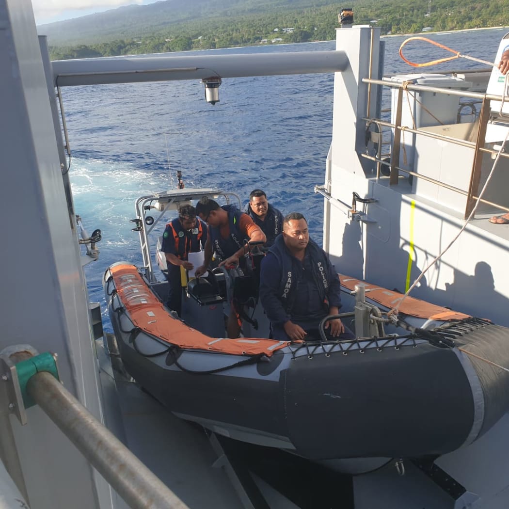 Boat being deployed for vessel boarding inspection