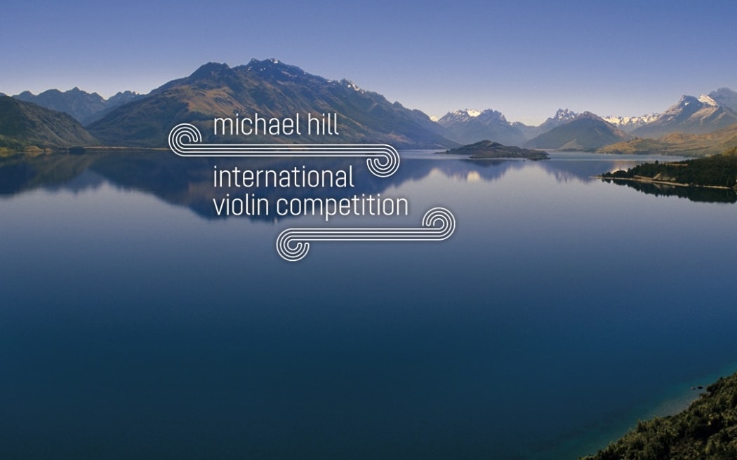 Michael Hill International Violin Competition graphic of lake with mountain in the background