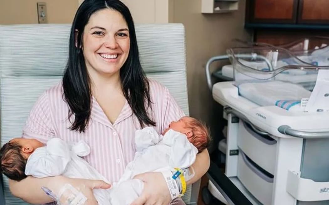 Kelsey Hatcher and twin daughters