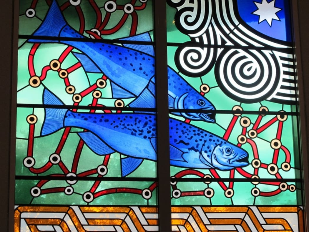 Stained glass designed by Nigel Brown, Holy Trinity Cathedral, Auckland