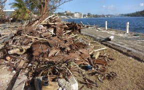 Damage at the harbour in Port Vila, Vanuatu, after Cyclone Pam.