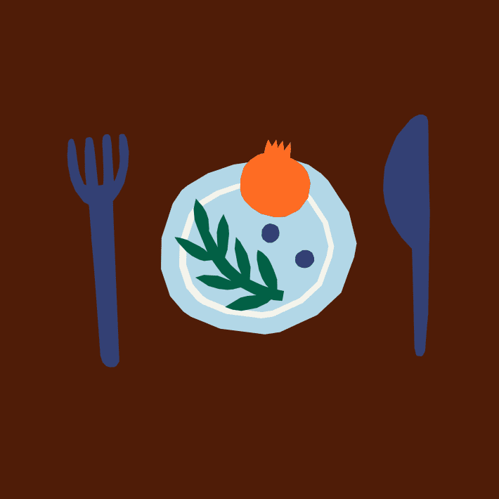 A small plate of food.