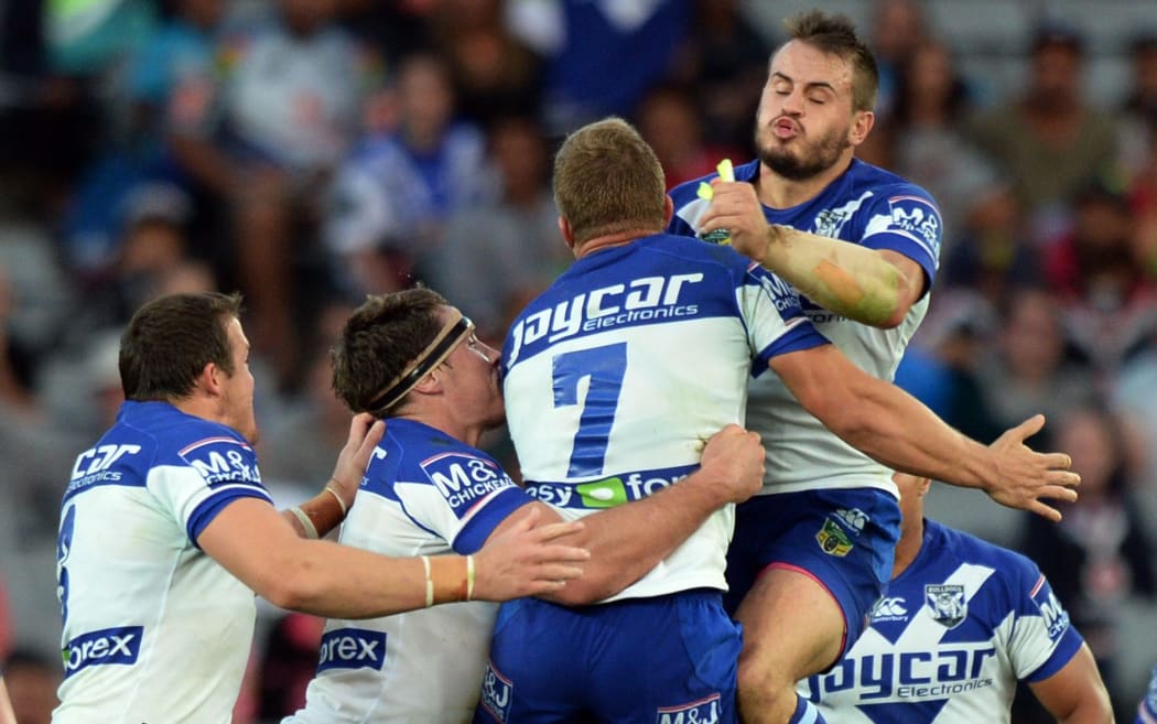 Bulldogs players celebrate victory