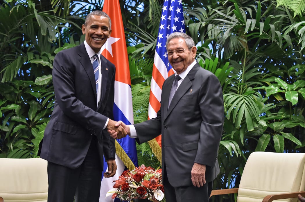 Then US President Barack Obama and Cuban President Raul Castro at a meeting at the Revolution Palace in Havana in March last year.