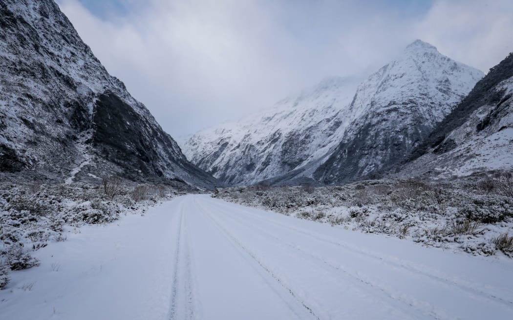 Closed Milford Road during winter