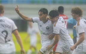 South Island United's Rovu Boyers scores a goal at the OFC Pro League 2026, South Island United v PNG Hekari FC, National Stadium, Honiara, Saturday 14 March 2026. Photo: DJ Mills / www.phototek.nz