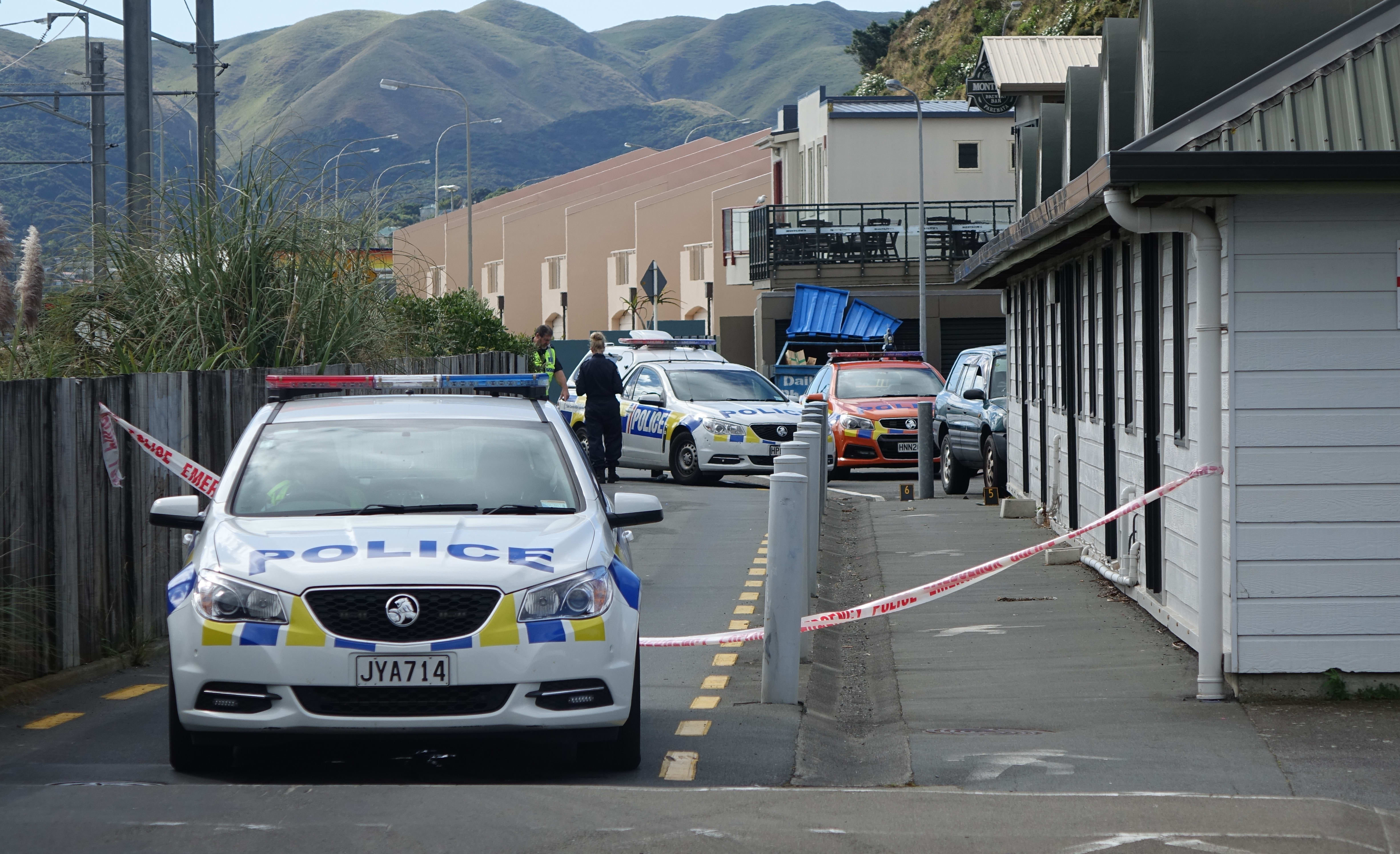 The police cordon at Mana Esplanade following the shooting.