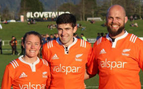 Kieran1: (left to right) Maggie Cogger-Orr (Auckland, NZ, and World Rugby Referee), Stu Curran (Otago), Kieran Smith (King Country).